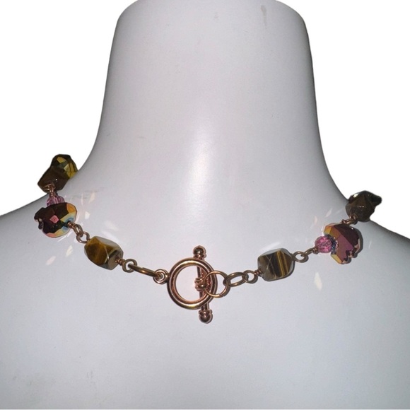 Tigers Eye Swarovski Crystal Skulls Necklace - Picture 4 of 4